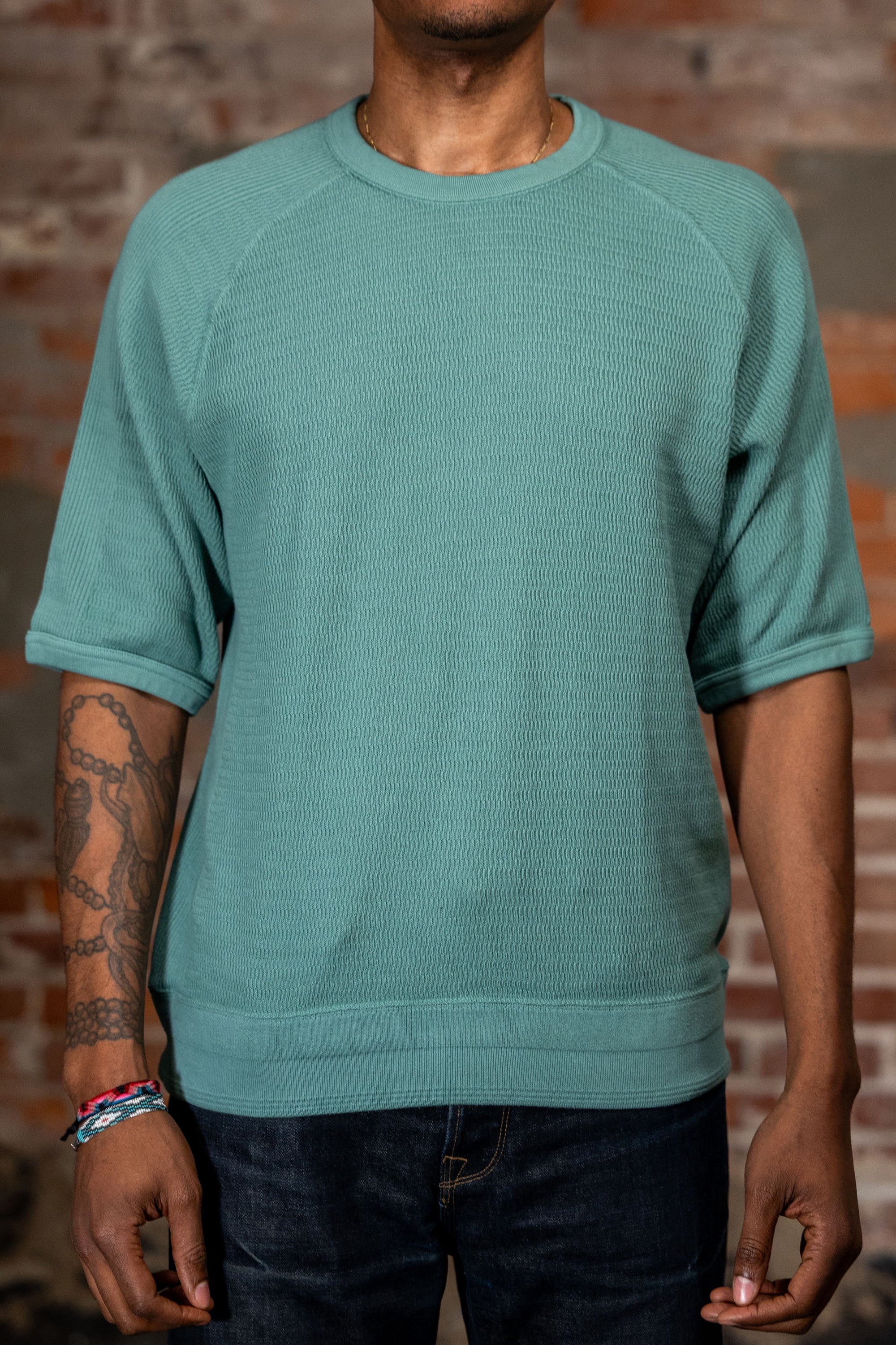 The Flat Head FN-THW-002 Thermal Raglan T-Shirt - Green