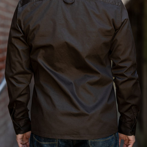 Hansen Garments Steffen Shirt Jacket - Coffee Drill - model shot - back facing