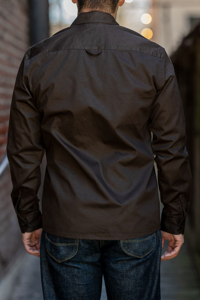 Hansen Garments Steffen Shirt Jacket - Coffee Drill - model shot - back facing