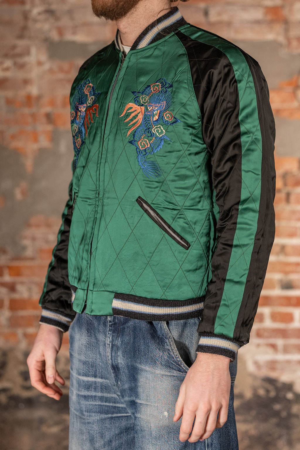 Tailor Toyo TT15809-119  Mid 1950s Style Quilted Souvenir Jacket “Stencil Paint” 60th Anniversary Special Edition - “Tiger Head” × “Eagle”