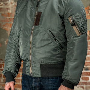 Buzz Rickson's BR14920 Type MA-1 Jacket in Green - On model, facing side