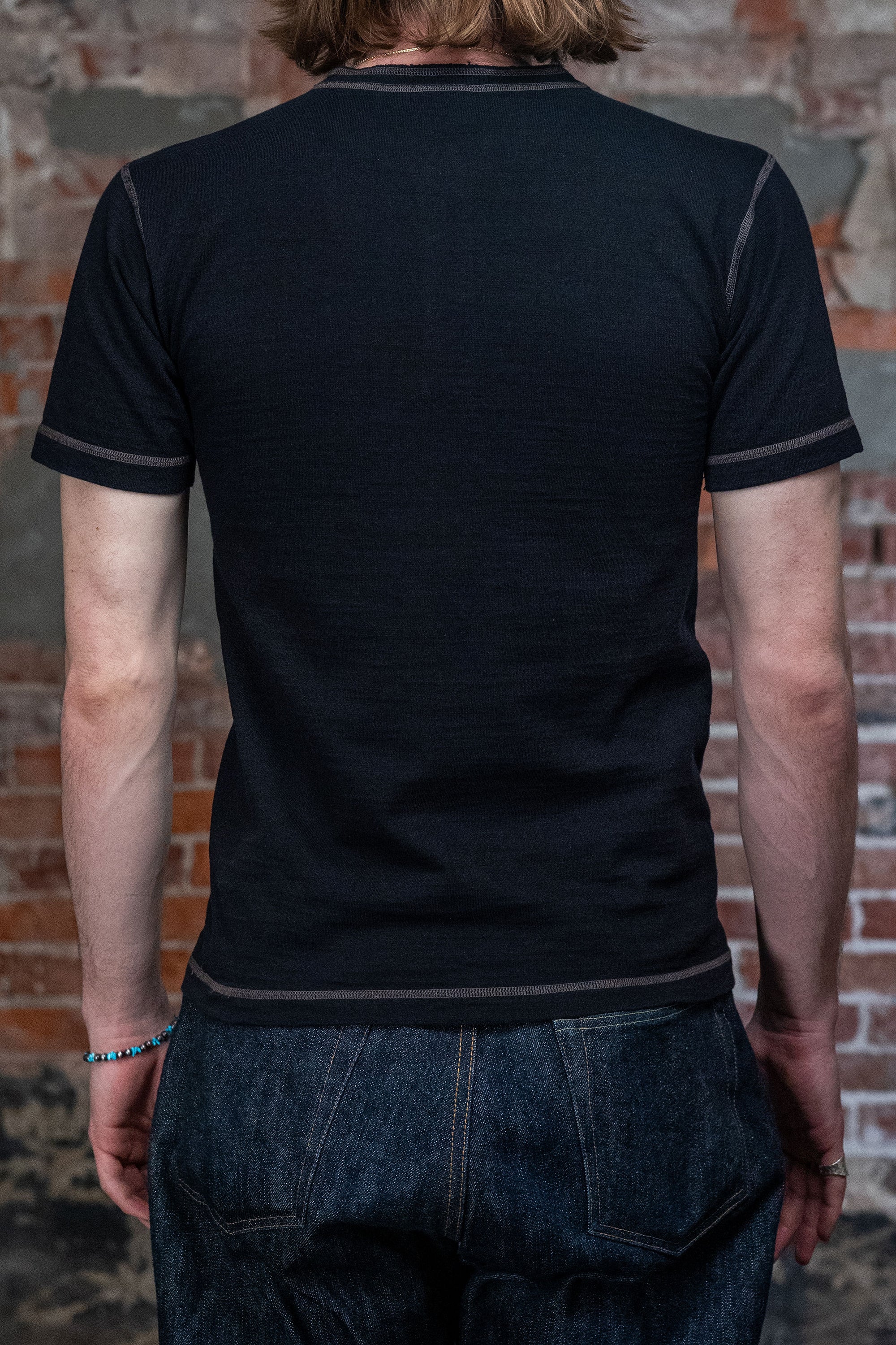 Buzz Rickson's BR79192 Slub Yarn Henley Neck T-Shirt - Black