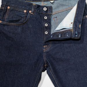 Indigofera Kirk No.9 14oz - Indigo - buttonfly detail
