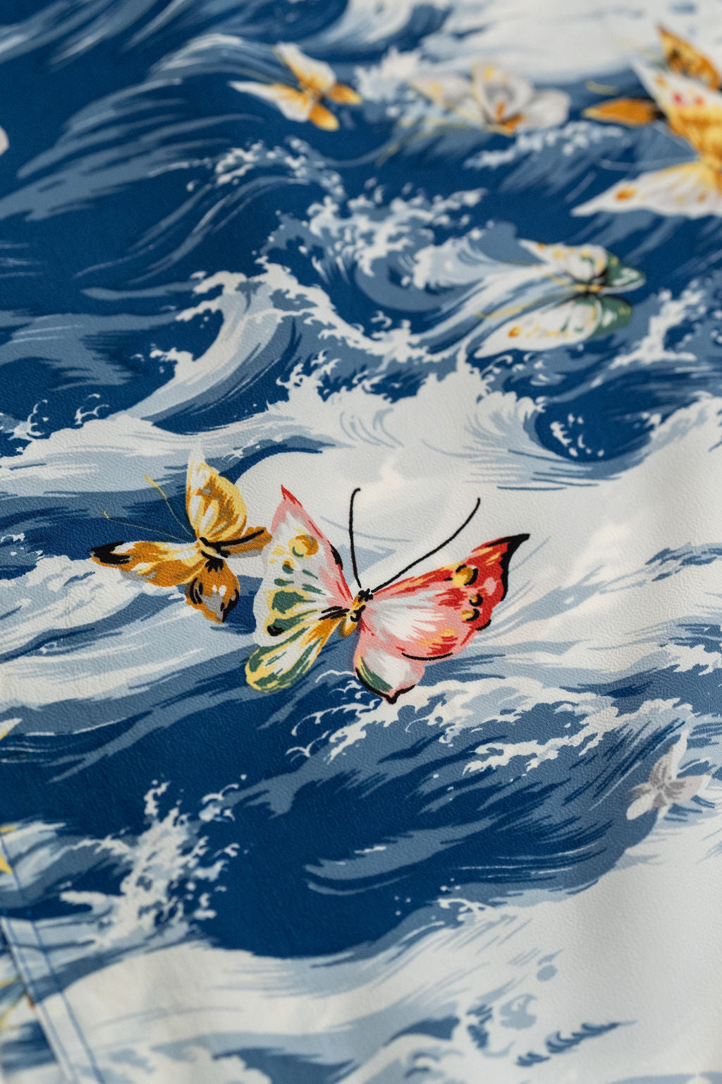 Sun Surf Rayon Hawaiian Shirt "Butterfly Splash" - Navy