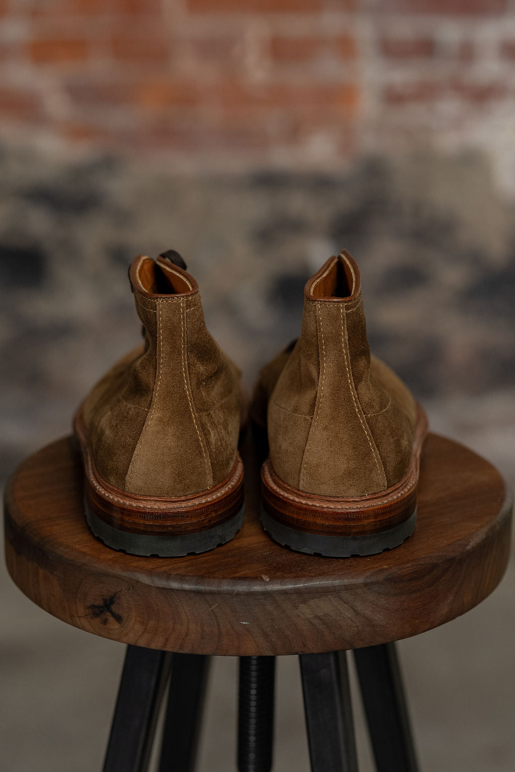 alden mocc toe boots - back view