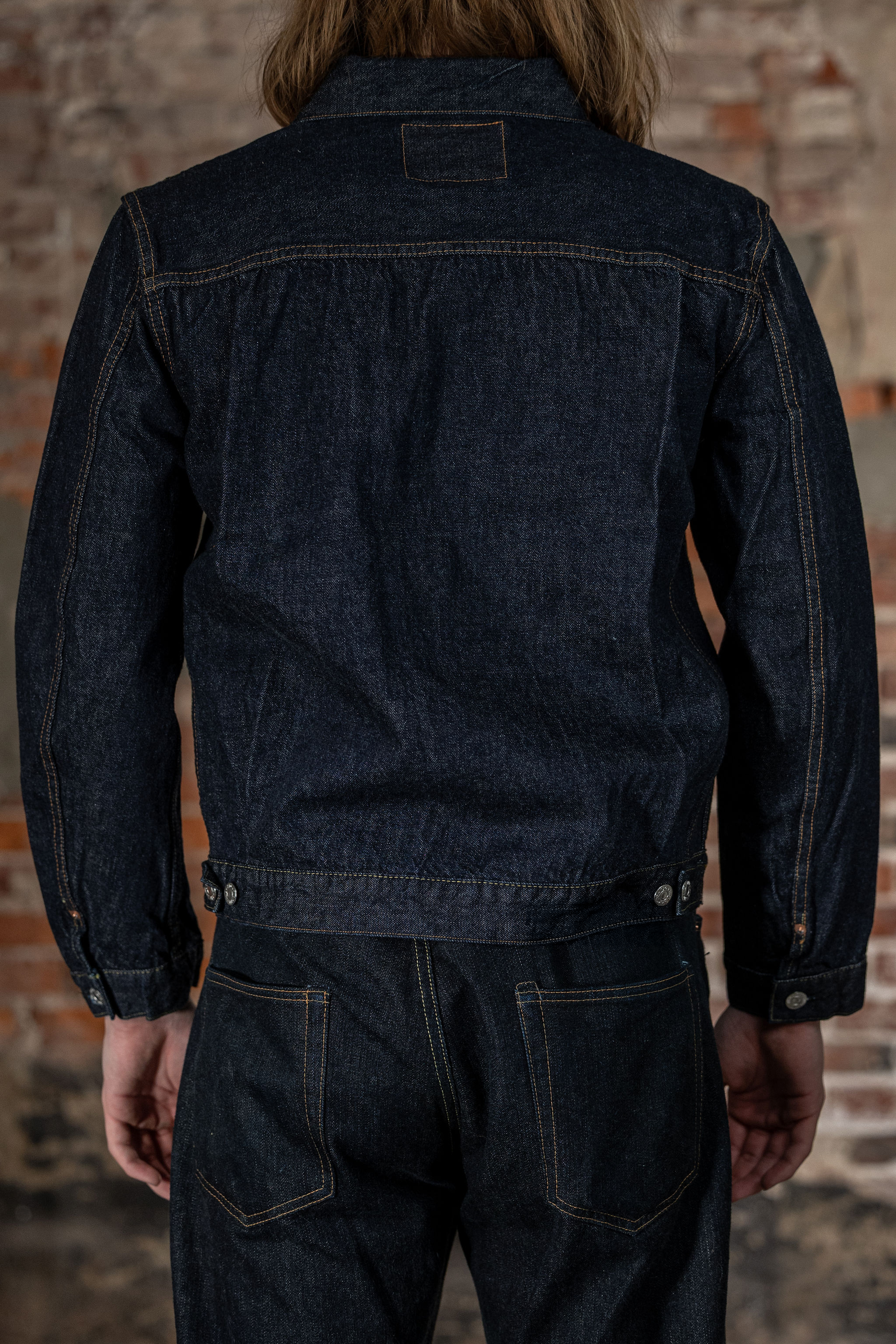 TCB Jeans 50's Type II Jacket - One-Wash. on model back profile