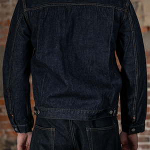 TCB Jeans 50's Type II Jacket - One-Wash. on model back profile
