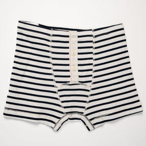 Hemen Biarritz Breton Stripe Boxer Brief - Natural/Marine. laid on back