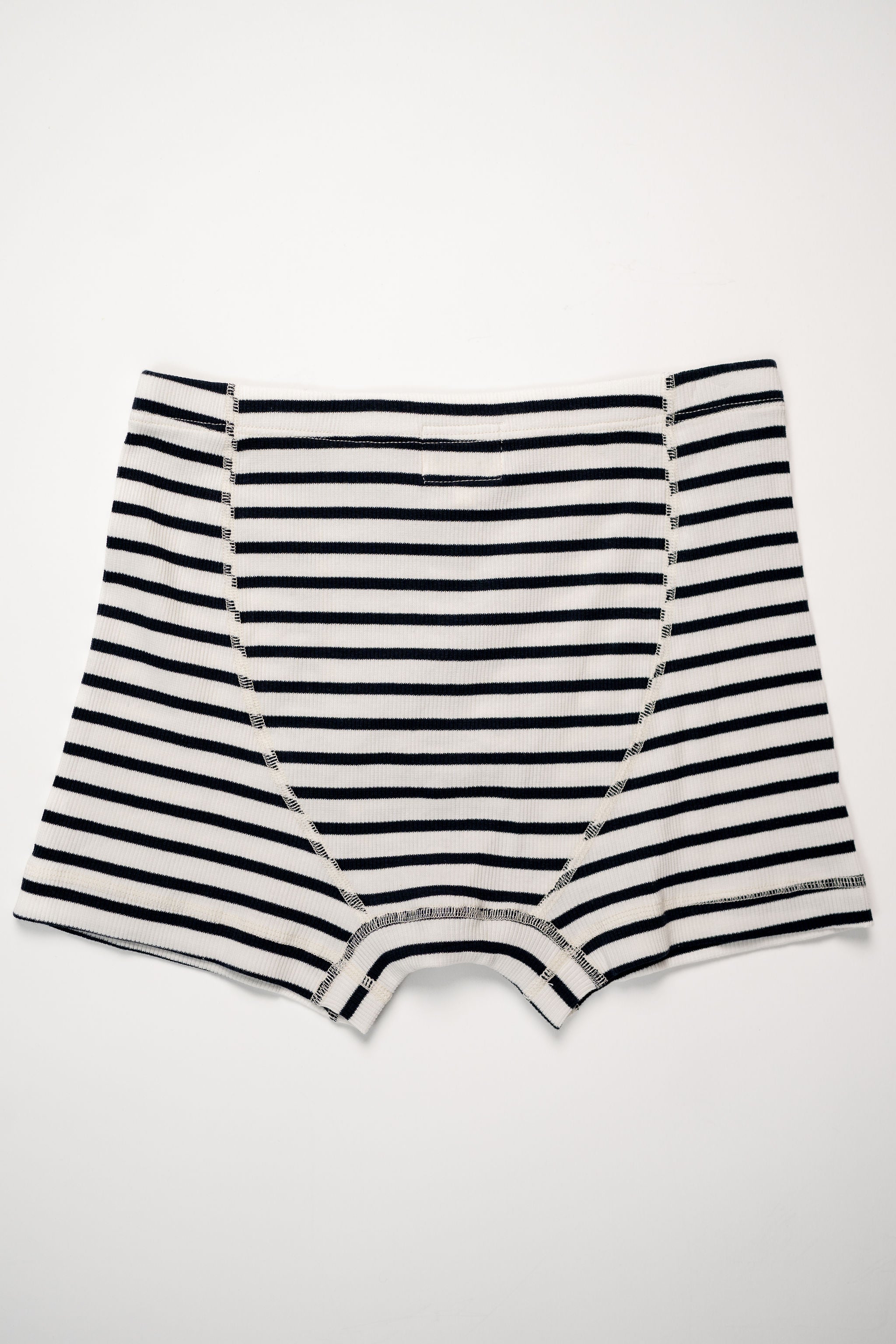 Hemen Biarritz Breton Stripe Boxer Brief - Natural/Marine. laid on face