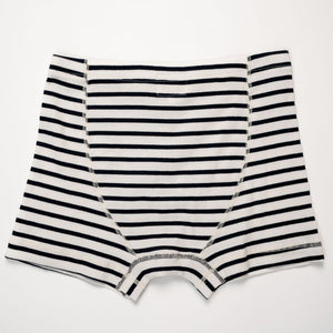 Hemen Biarritz Breton Stripe Boxer Brief - Natural/Marine. laid on face
