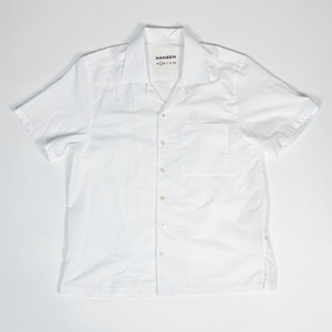 Hansen Garments Caleb Short Sleeve Cabana Shirt - White - product shot - front facing - white backdrop