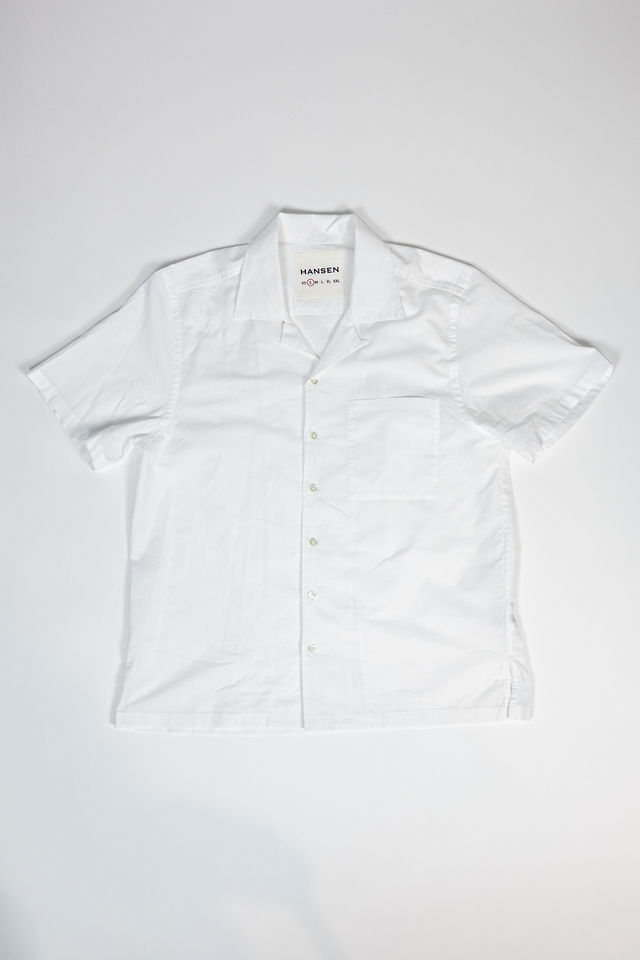 Hansen Garments Caleb Short Sleeve Cabana Shirt - White - product shot - front facing - white backdrop
