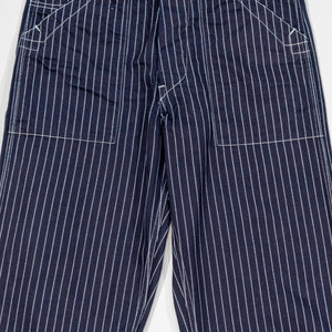Navy striped fatigue pocket pants front view laying flat