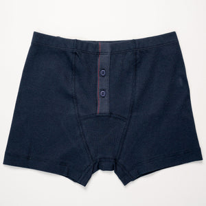 Hemen Biarritz Ribbed Boxer Brief - Deep Marine. laid on back