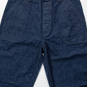 TCB Jeans Seamens Trousers - 10oz Neppy Denim Indigo One Wash. laid on back