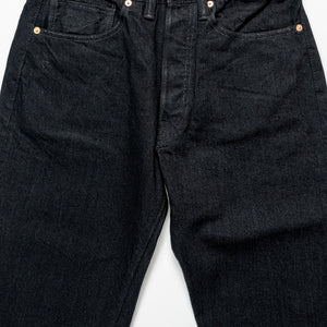 TCB Jeans Late S40's Jeans BK - 14oz Black Denim One Wash. laid on back