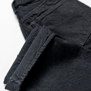 TCB Jeans Late S40's Jeans BK - 14oz Black Denim One Wash. laid flat with close up of cuff