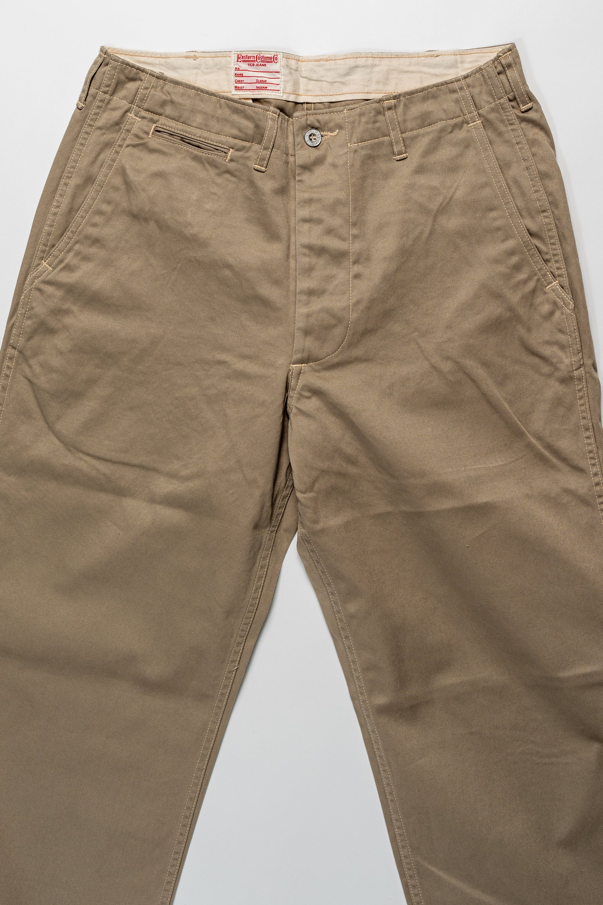 TCB Jeans Stay Gold Chino - 41 Khaki. laid on back