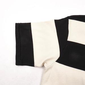 Freenote Cloth Mooch Tee - Black Stripe. close up shot of sleeve