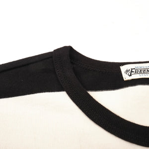 Freenote Cloth Mooch Tee - Black Stripe. detail shot of collar