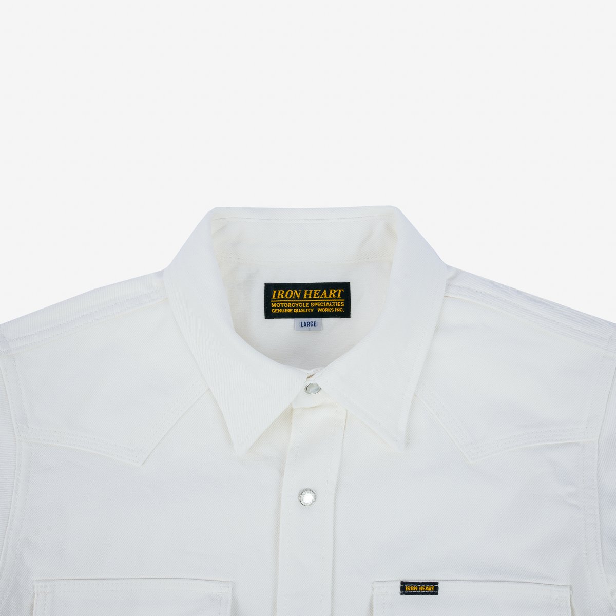 Iron Heart IHSH-384-WHT 13.5oz Cotton Twill Western Shirt - White