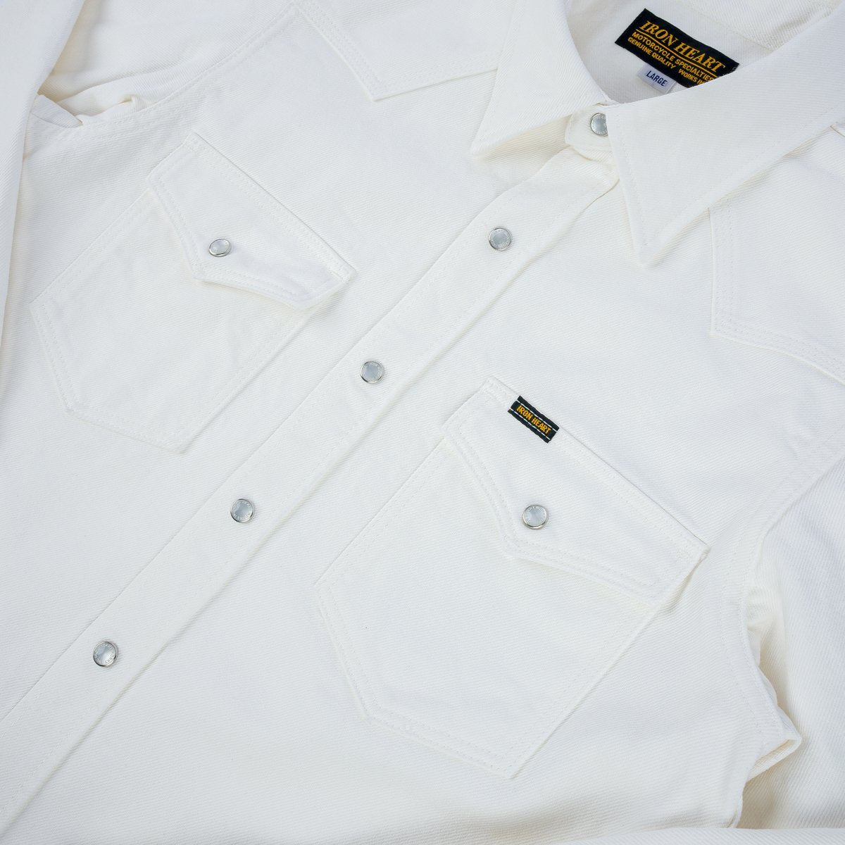 Iron Heart IHSH-384-WHT 13.5oz Cotton Twill Western Shirt - White