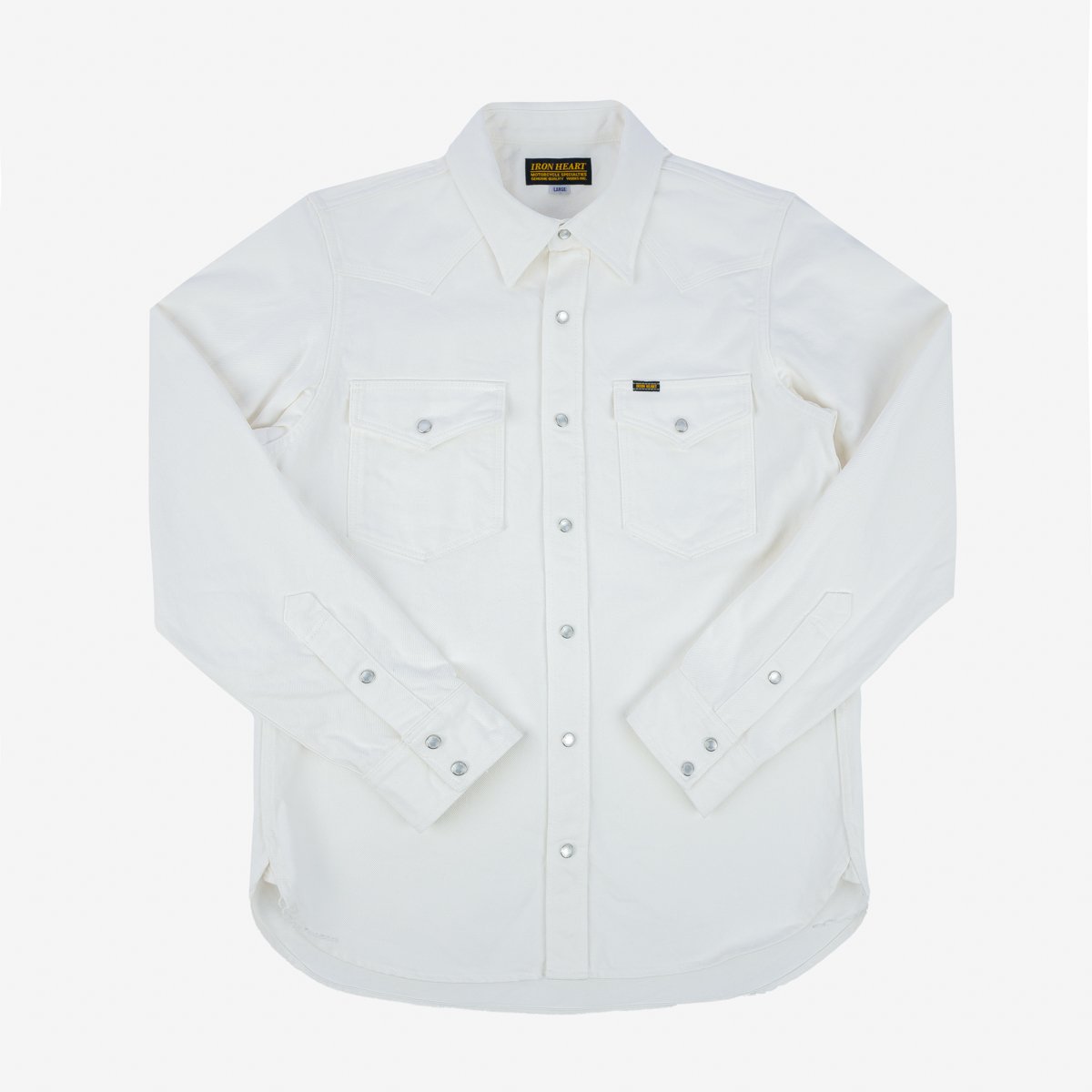 Iron Heart IHSH-384-WHT 13.5oz Cotton Twill Western Shirt - White