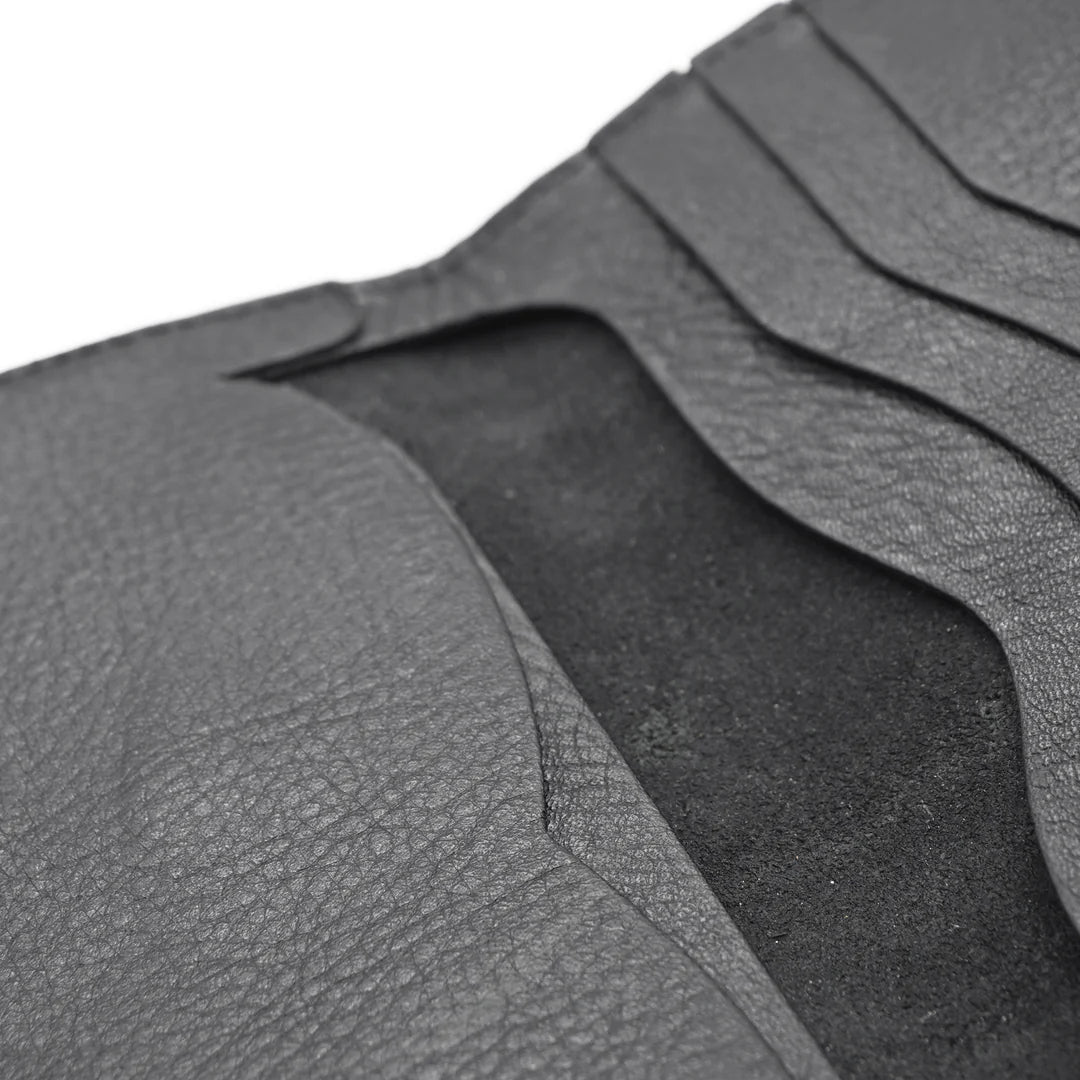 Obbi Good Label Kingsman Coat Long Wallet - Tumbled Black - detail of leather texture