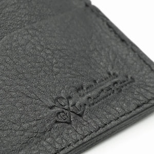Obbi Good Label Kingsman Coat Long Wallet - Tumbled Black - detail of embossed logo on inside of wallet