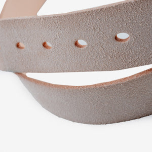 Obbi Good Label Single Prong Garrison Buckle  Leather Belt - Rough Out Natural - Detail of natural imperfections in roughout leather