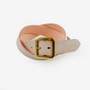 Obbi Good Label Single Prong Garrison Buckle  Leather Belt - Rough Out Natural - Displayed on white background