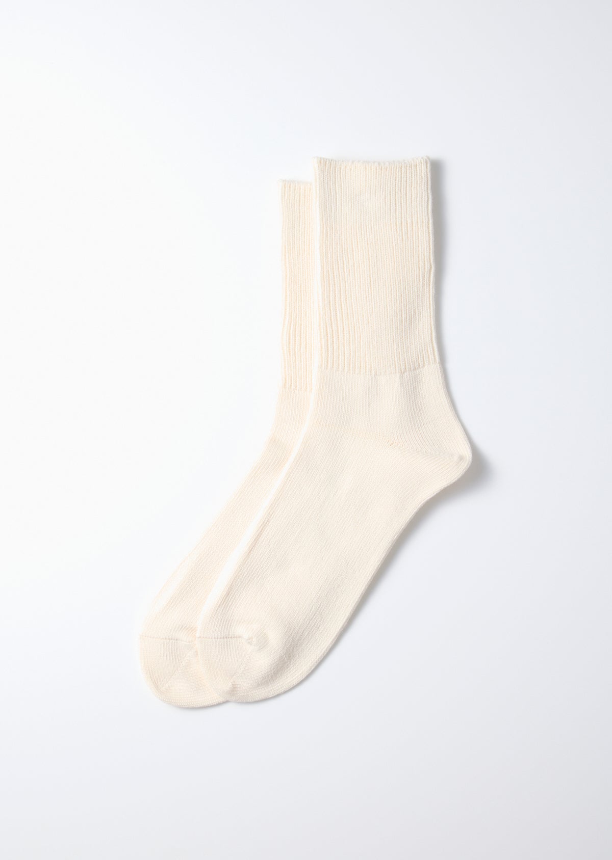 Rototo R1427 Organic Daily 3 Pack Ribbed Crew Socks - Ivory