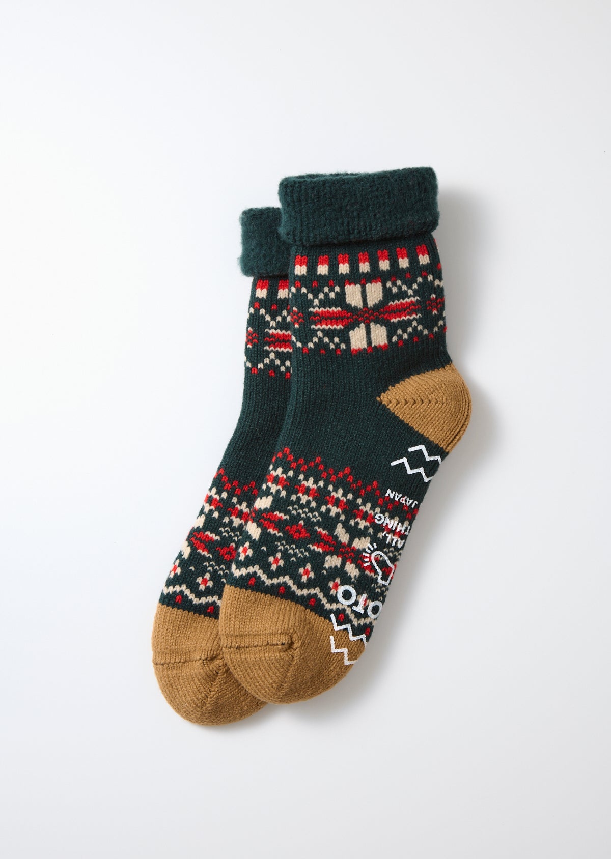 Rototo R1624 Comfy Room Socks Snowflake - Forest Green