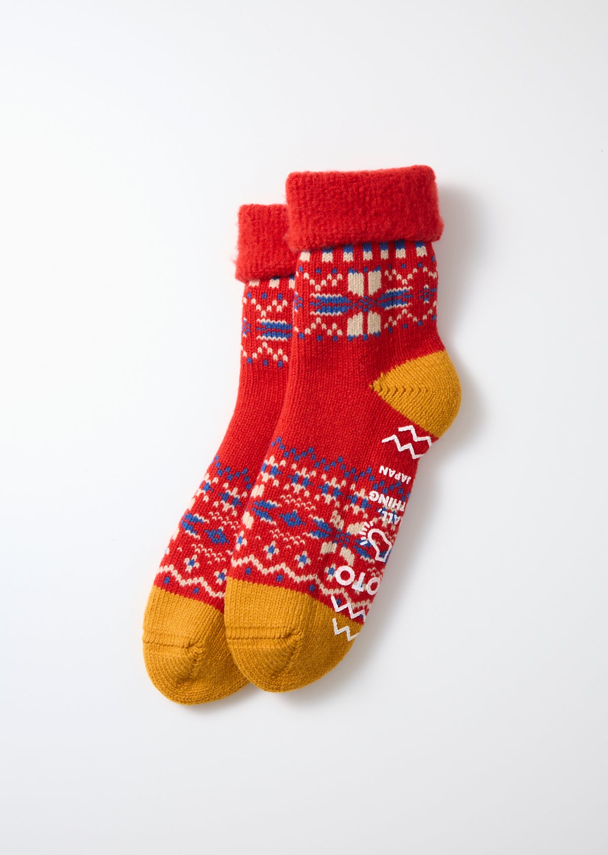 Rototo R1624 Comfy Room Socks Snowflake - Red