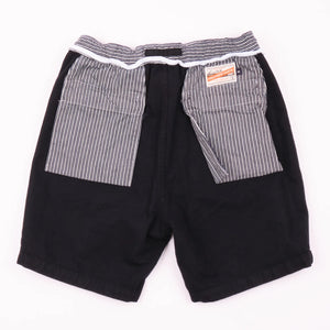 Freenote Cloth Deck Shorts - Black. laid on front inside out