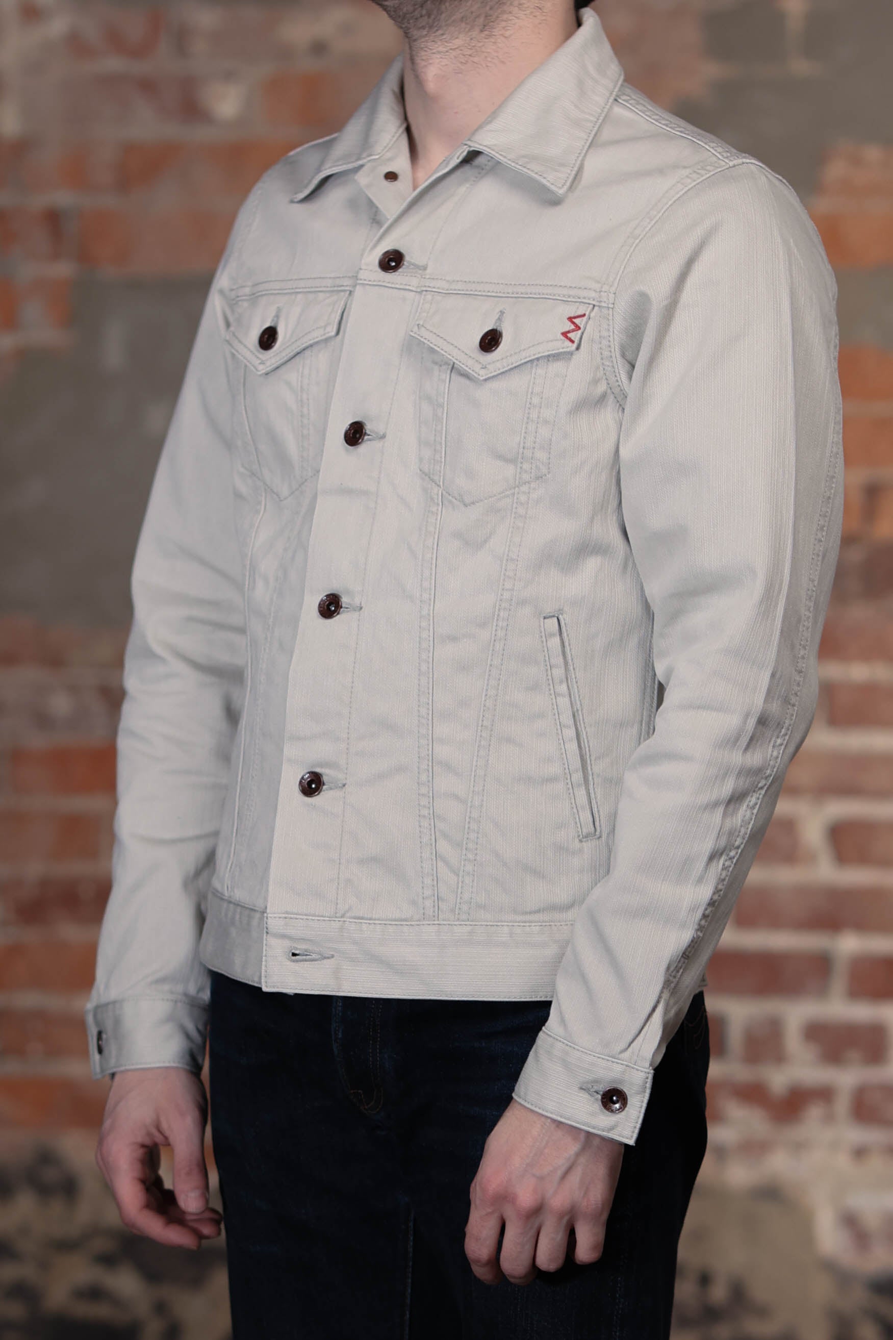 Iron Heart IHJ-162-GRY 11oz Piqué Modified Type III Jacket - Light Grey