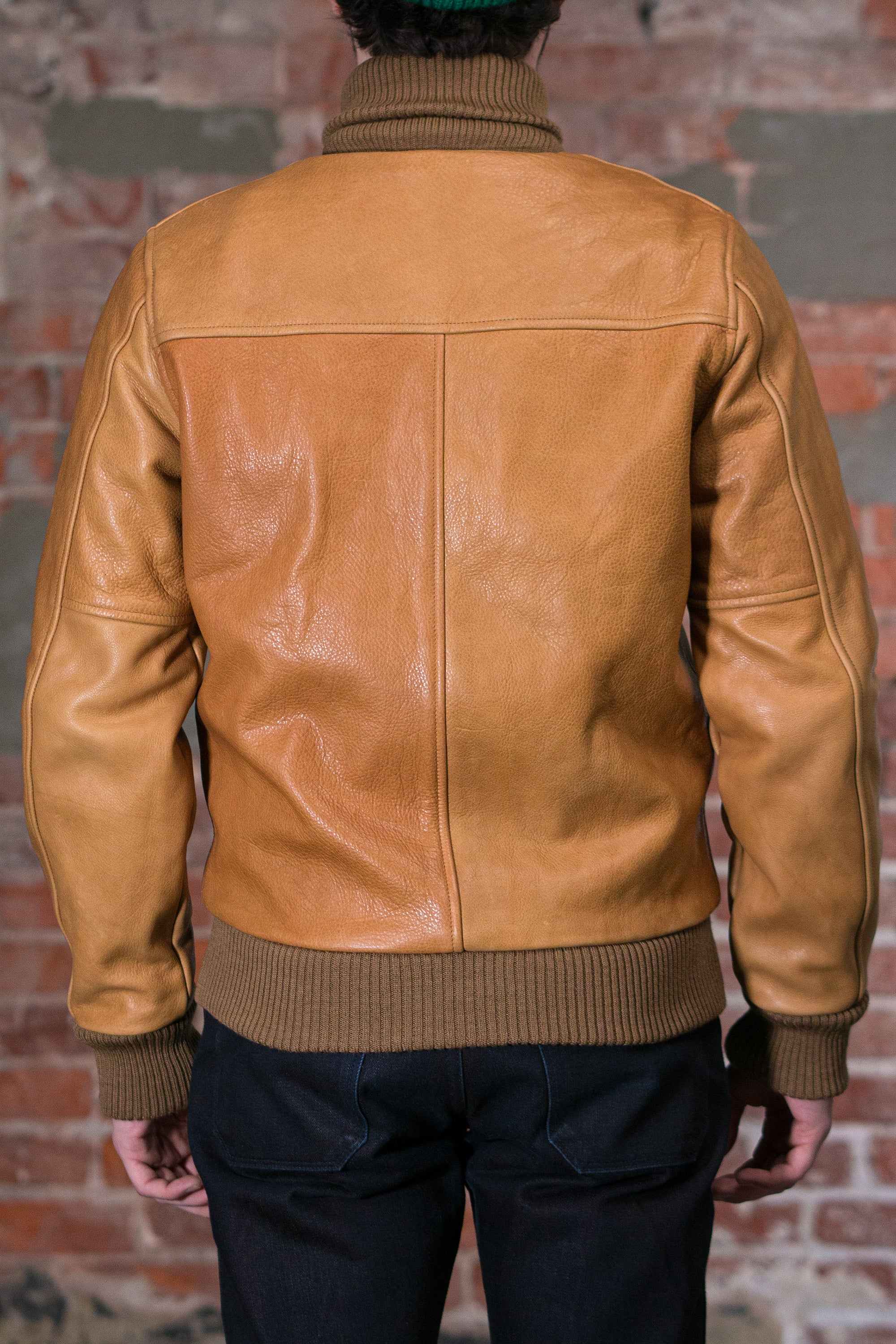 Dehen 1920 All-City Leather Jacket - Rust. model back profile