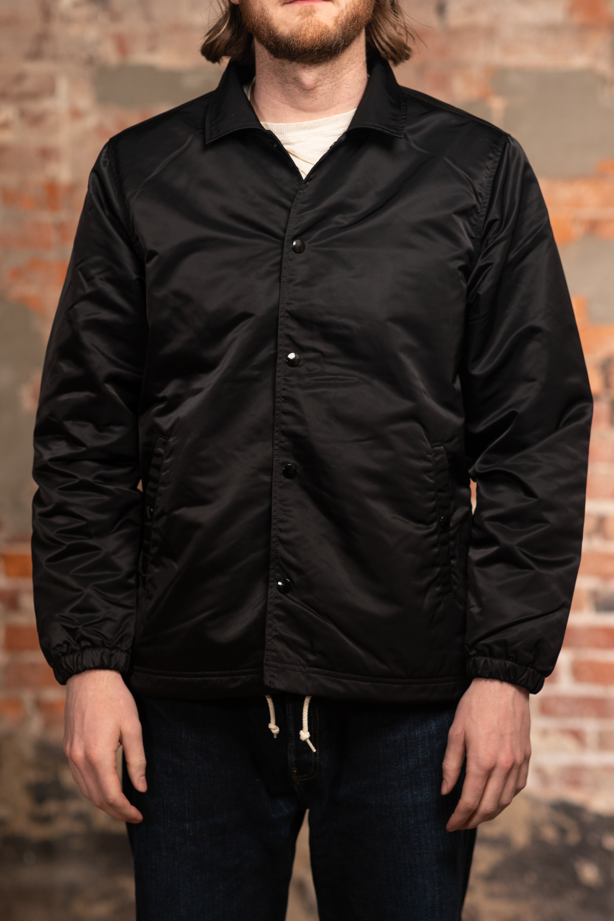 Iron Heart IHJ-160-BLK-NP 4.8oz Nylon Coach Jacket - Black (No Patch)