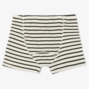 Hemen Biarritz Breton Stripe Boxer Brief - Natural/Khaki. laid on face