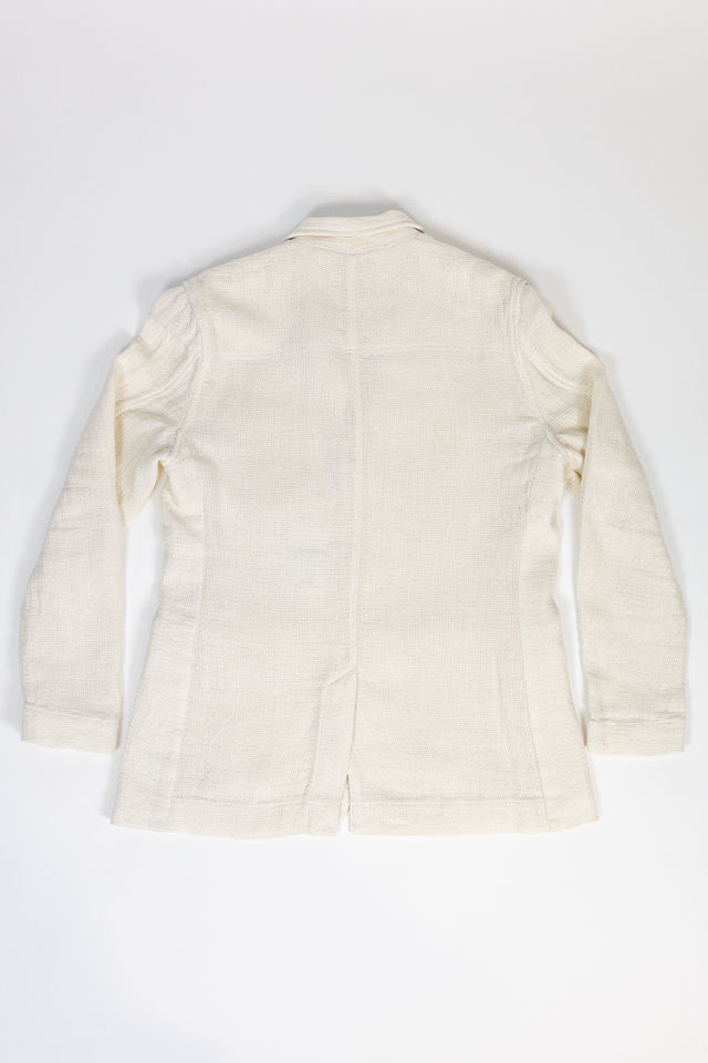 Hansen Garments Charlie Three Button Blazer - Off White Gauze - product shot - back facing - white backdrop