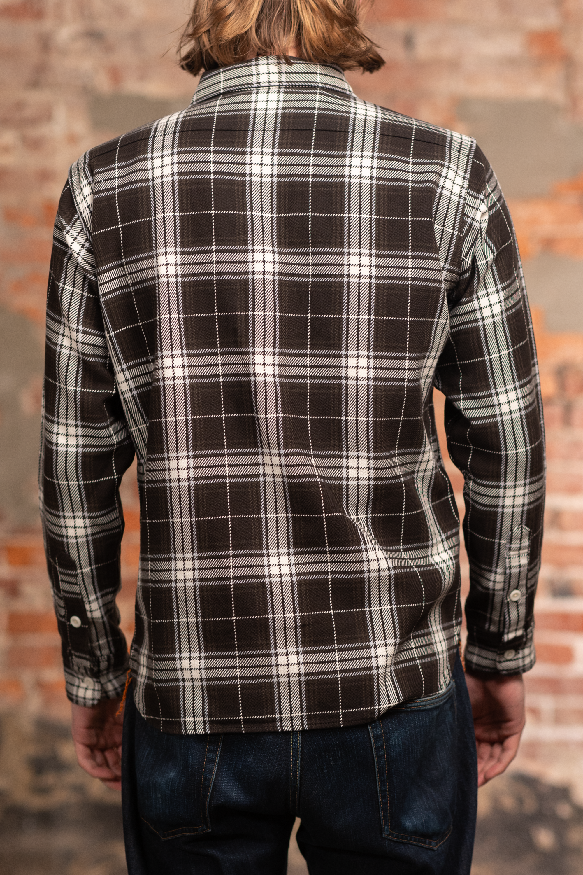Iron Heart IHSH-441-BLK 9oz Selvedge Flannel Check Work Shirt - Black