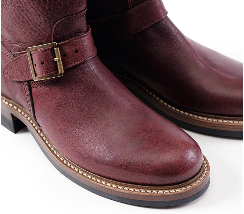 John Lofgren Wabash Engineer Boots - Burnt Burgundy Ezo Shika Deerskin