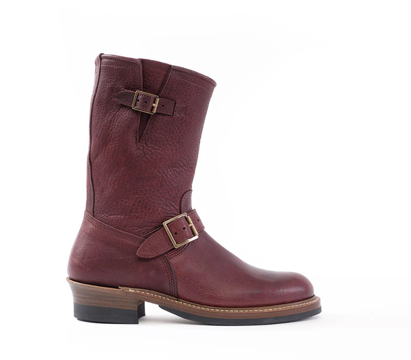 John Lofgren Wabash Engineer Boots - Burnt Burgundy Ezo Shika Deerskin