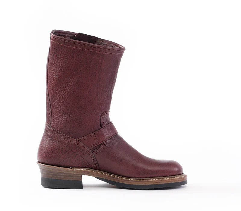 John Lofgren Wabash Engineer Boots - Burnt Burgundy Ezo Shika Deerskin
