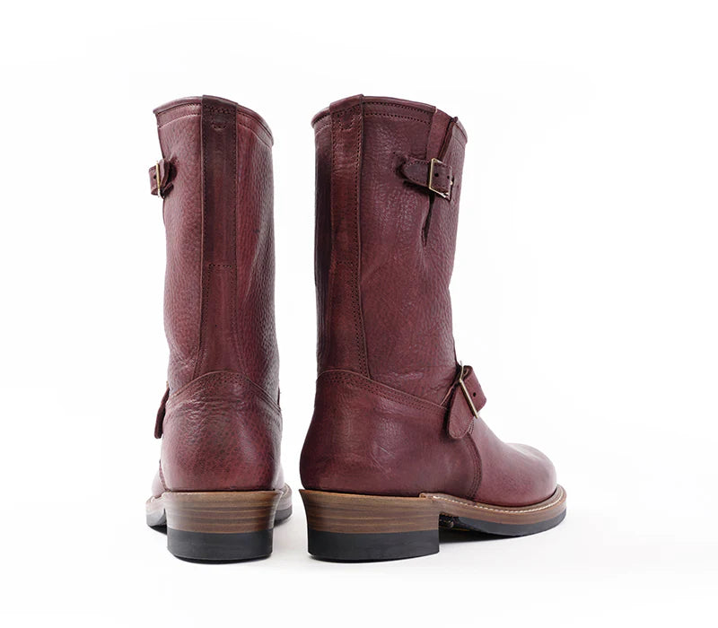 John Lofgren Wabash Engineer Boots - Burnt Burgundy Ezo Shika Deerskin