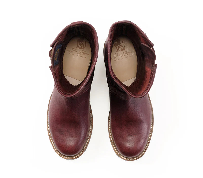 John Lofgren Wabash Engineer Boots - Burnt Burgundy Ezo Shika Deerskin