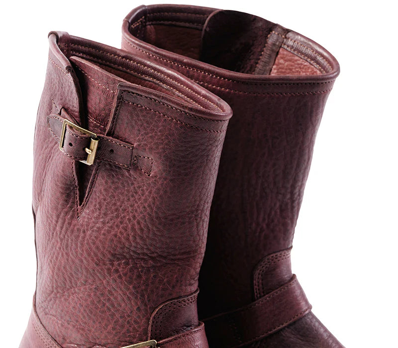 John Lofgren Wabash Engineer Boots - Burnt Burgundy Ezo Shika Deerskin