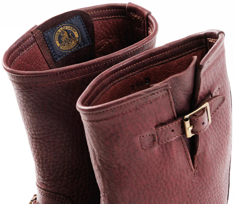 John Lofgren Wabash Engineer Boots - Burnt Burgundy Ezo Shika Deerskin