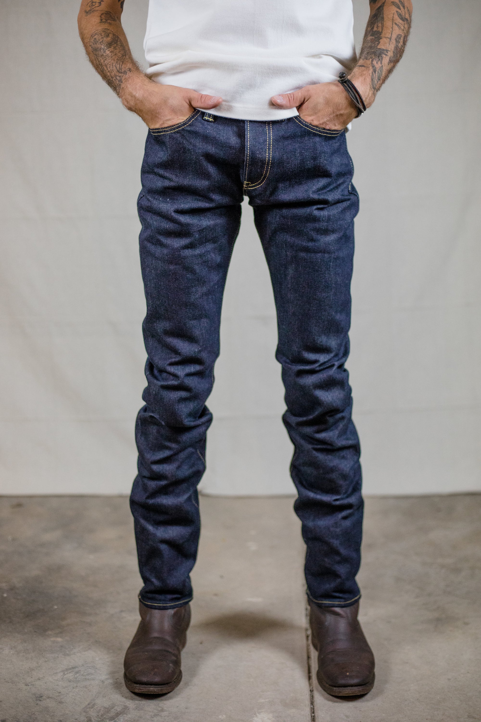 Iron Heart IH-777S-142 Indigo New 14 oz. Selvedge Denim - Super Slim Tapered Cut - Franklin & Poe
