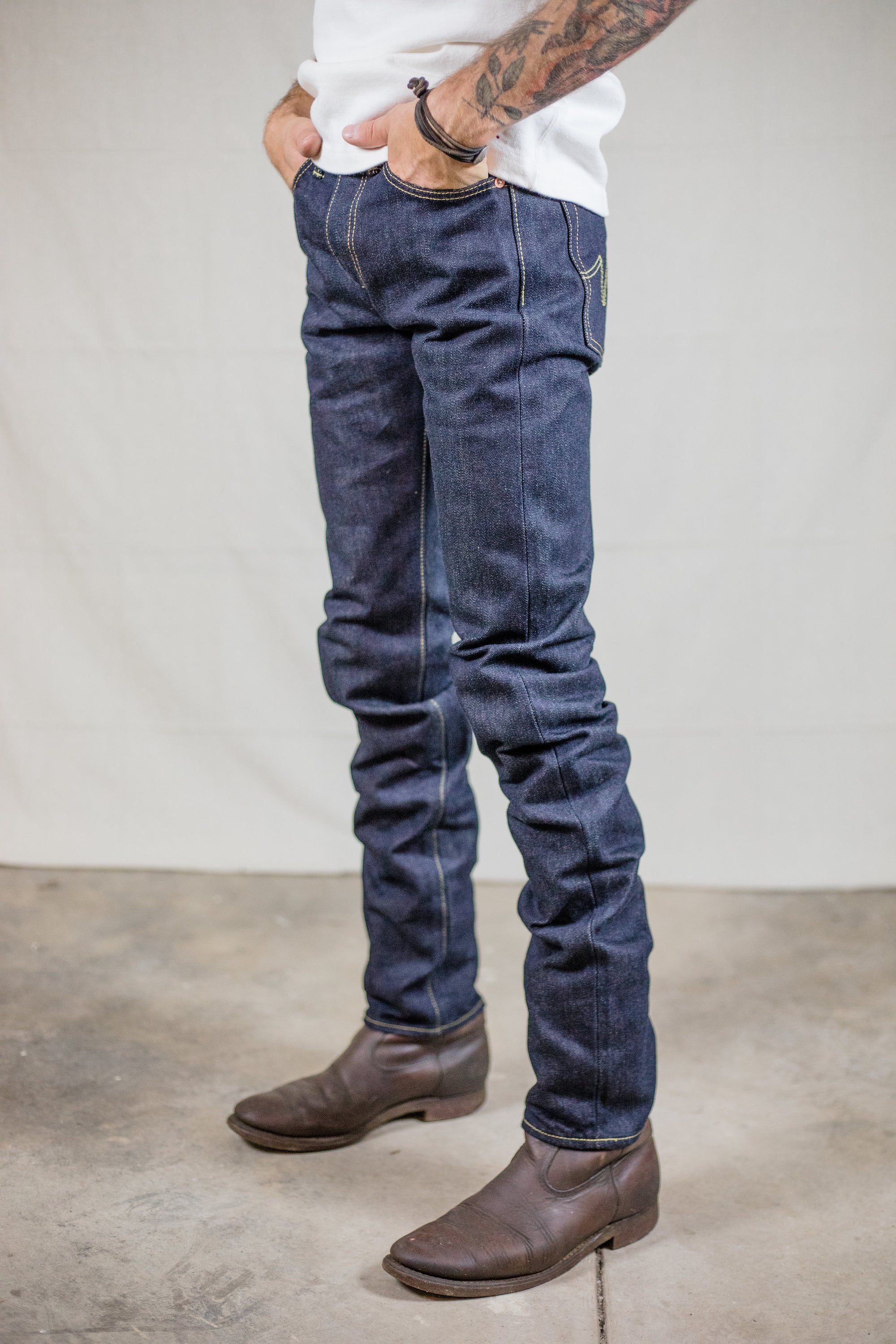 Iron Heart IH-777S-142 Indigo New 14 oz. Selvedge Denim - Super Slim Tapered Cut - Franklin & Poe